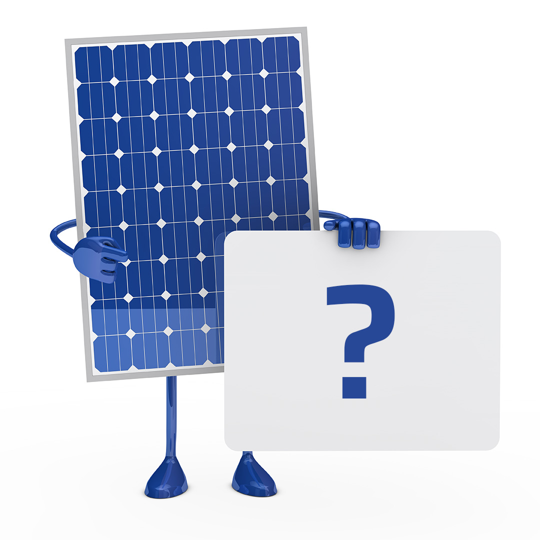 blue solar panel figure hold a billboard